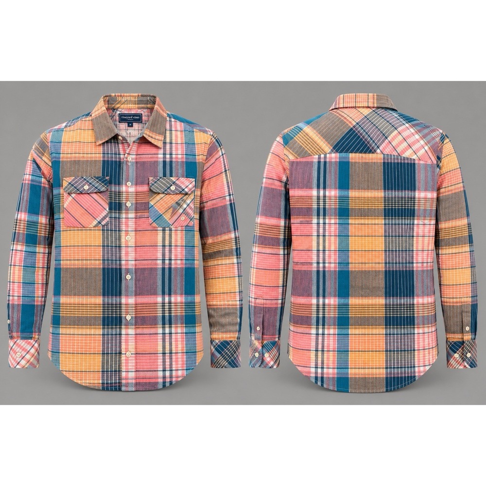Vineyard Vines linen camp shirt womens 0 plaid Popover Shirt NWT l/s